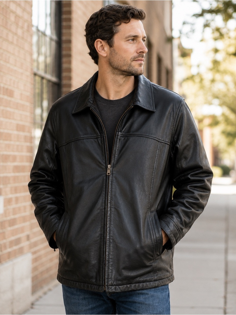 Tannery West Men’s L Black Leather Jacket Thinsulate Liner Removable soft large